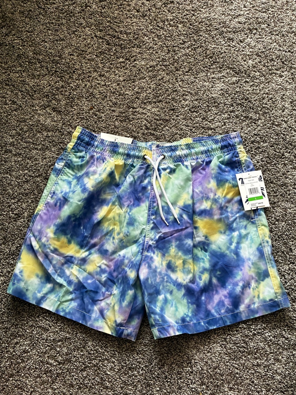 Men's Tie-Dye Athletic Shorts - Multicolor (Blue/Yellow/Purple)
